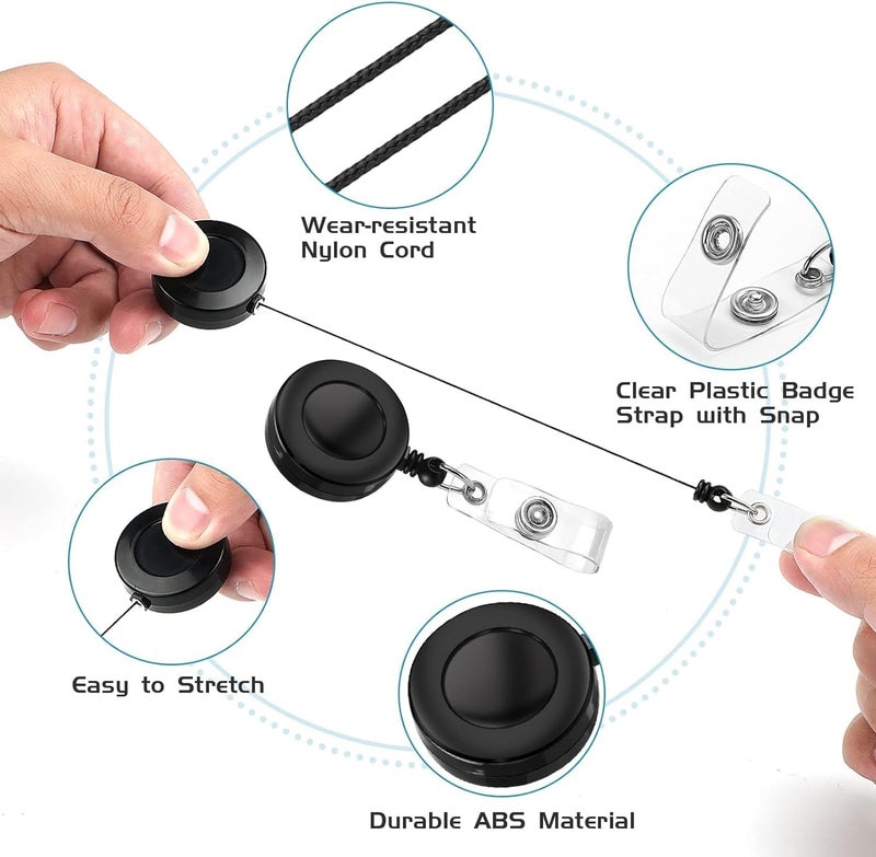 koorito 100 Pack Retractable Name Badge Holder Reel with Belt Clip Badge Reel Retractable for Teachers, Students, Office Workers (Black) - Image 4
